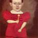 Dwarfed Boy in Red Dress Holding Rattle